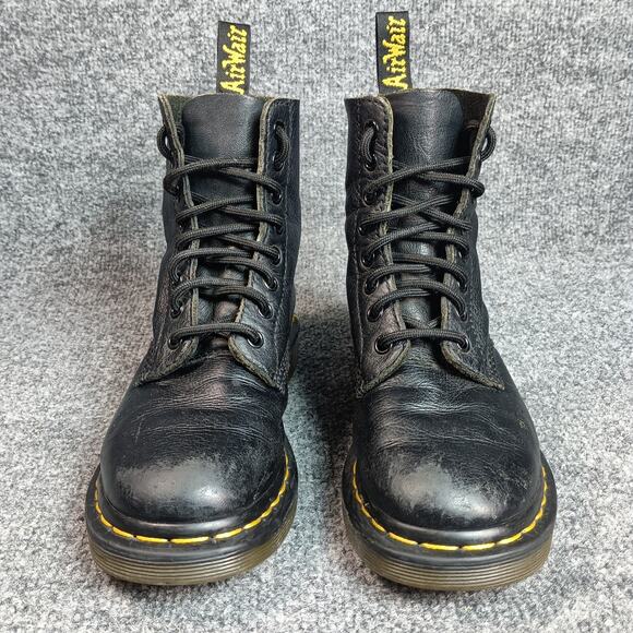 Dr Martens Boots Women Size 5 Black 1460 Pascal Leather Combat 8 Eyelet - Picture 2 of 8